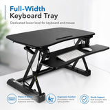 Mount-It! 35.5" Standing Desk Converter with Keyboard Tray – Adjustable Sit Stand Desk Riser for Dual Monitors