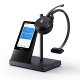 Wireless Headset with 4" Screen, DECT Headset for Zoom Skype Certified, Bluetooth Headset with 525ft Range, Full-Duplex Speaker, 13h Call Time, Office Yealink