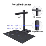 Book Scanner, 24MP Document Scanner, Portable USB Document Camera, Scan Max A3 Format W/Adjustable Height