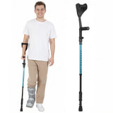 Carehofu Ergonomic Forearm Crutches Spring Assist Crutches for Adults,Comfortable and Height Adjustable Arm Crutches Forearm with Anti-Slip Base,Walking Crutches with Cuffs, Not a Pair (Blue)