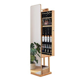 DKKDETOHO Jewelry Cabinet Full-Body Mirror with Storage - Solid Wood Dressing Mirror for Bedroom Living Room Cloakroom - Floor-Standing Organizer Set
