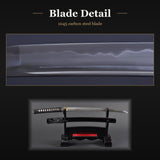 Damascus Geometric Wakizashi, 1045 Carbon Steel Hand Forged Full Tang Sword