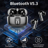 Wireless Earbuds, Bluetooth 5.3 Headphones Bass Stereo, Ear Buds with Noise Cancelling Mic LED Display Btootos