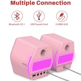 Edifier G2000 32W PC Computer Speakers for Gaming Desktop PC Laptop Mac Computer Woofer Speakers Bluetooth USB 3.5mm AUX Inputs RGB Lights Multimedia Speakers Pink