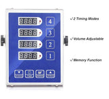 Commercial Kitchen Timer with 4 Channels, Digital Timer for Cooking, Loud Alarm Volume +/-, Food Truck Restaurant Supplies, Heavy Duty Stainless Steel Large Timers, Waterproof Panel & Memory Function