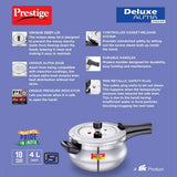 Prestige Deluxe Alpha Svachh Stainless Steel Pressure Cooker with Alpha Base and Deep Lid for Spillage Control, (4.0 L Junior Handi)