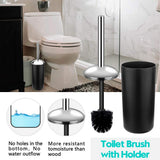 Papillon 6-Piece Bathroom Accessories Set, Toothbrush Holder with Cup, Soap Dispenser & Dish, Toilet Brush, Trash Can, Tumbler Set (Black)