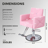 EITPETPORT Salon Chair for Hair Stylist with 350Lbs Heavy-Duty Hydraulic Pump, 360° Swivel Barber Chair, Adjustable Height Styling Chair for Beauty Salon, Tattoo, Spa, Elegant Pink