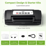 Vacuum Sealer for Food, 90kpa Powerful Food Sealer Vacuum Sealer Machine for Food Saver, 7-in-1 Multiple Modes for Dry/Moist, Easy-Lock Handle, Compact Design with 10 Vacuum Bags, Bag Cutter Included