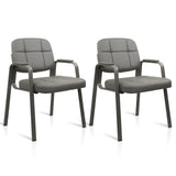 CLATINA Waiting Room Guest Chair with Bonded Leather Padded Arm Rest for Office Reception and Conference Desk(Grey 2 Pack)