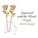 Forever Rose Personalized Combo, 24K Gold Dipped Roses & Heart Acrylic Vase