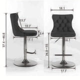 MOOLSUN Rotating Velvet Bar Stools Set of 4, Modern Padded with Nailhead Trim and Tufted Back, Adjustable Swivel Counter Height Stools for Kitchen Island, Bar, Club,Gray(Gold Base)