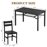 Hooseng Dining Table Set for 4, Wood Kitchen Table Chairs Set with Storage