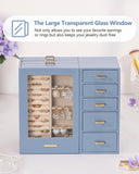 Homde Jewelry Organizer large for Dresser: Big Jewelry Box for Women - Holder with Drawers - Elegent Necklace Earring Ring Display Modern Gift (Grey Blue)