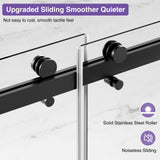 AVKENOEDY Shower Door,60" W x 74" H Frameless Shower Door,Double Sliding Shower Door with Premium 1/4" (6mm) Thick Tempered Glass, Stainless Steel, Matte Black