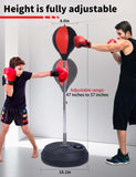 Stiatu Punching Bag with Stand, Heavy Boxing Bag Height Adjustable Reflex Bar and Speed Punching Bag for Adults & Youth, Home Gym Training Equipment for MMA Fitness Stress Relief (Red)
