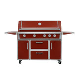 RENDGO LPG 4 Cast Burners Outdoor Kitchen Grill Island, 99,000 BTU, Red Painting