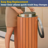 13.5 Gallon Round Outdoor Trash Can with Open Top - Commercial Steel and Wood