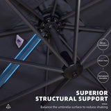 PURPLE LEAF Patio Umbrella 9' x 11.5' Rectangle 360° Rotation Light Grey