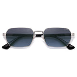 SOJOS Retro Rectangle Polarized 90s Sunglasses Women Men SJ1270 Silver/Blue