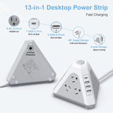 Tower Surge Protector Power Strip, 9 AC Outlets with 4 USB Ports (1 USB C) 3-Side Triangle Outlets with USB Ports NVEESHOX