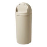 Rubbermaid Commercial Products Marshal Products Classic Outdoor/Indoor Trash Can with Lid, 15-Gallon, Beige, Round, Garbage Container/Waste Basket for Lobby/Office/Restroom/Restaurant/School