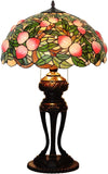 Tiffany-Style Lamp Table Peach Kapok Peony Glass Lampshade Desk
