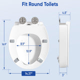 SAMODRA Raised Toilet Seat Riser Round, White, 3 Inch High Elevated Toilet Seat for Seniors, Soft Close, Easy Install & Clean (Round)