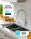 AJO BEND Touchless Kitchen Sink Faucet with Pull Down Sprayer, Motion Sensor Touch on Faucets for Kitchen Sink, 360° Swivel Spout, Brushed Nickel