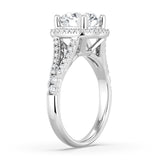 MSBLUE® 2 CT Size 7 Round Cut Moissanite Engagement Ring with Halo