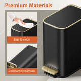 Small Bathroom Trash Can with Lid Soft Close, 5L / 1.3 Gallon Slim Garbage Can with Removable Inner Bucket