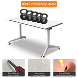White Folding Conference Table Bussiness Conference Room Tables with Flip-Top Design & Silent Wheels