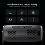 2000 ANSI Official Licensed Google TV Outdoor Projector 4K Decoding, Smart Projector with Wifi and Bluetooth, Auto Focus, Dolby Sound, Built-in Apps, HAPPRUN Indoor Home Theater with 270° Stand