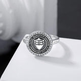 Oseew Class Ring High School College Graduation Ring (White Gold)