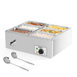 ROVSUN 42.3QT 6-Pan Electric Commercial Food Warmer, 110V Stainless Steel Bain Marie Buffet, 6.9 QT/Pan Stove Steam Table with Temperature Control & Lid for Parties, Catering, Restaurants