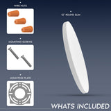 LUXRITE 12 Inch LED Flush Mount Ceiling Light, LED Surface Mount, 5CCT 2700K-5000K, 1650 Lumens, CRI90, 110° Beam Angle, 22 Watt, Dimmable, Wet Rated & UL Listed, Round Slim Trim (6 Pack)
