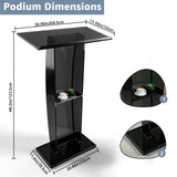 47" Acrylic Podium Stand, 12mm Ultra-Thickened Clear Church Pulpit with Storage Shelf, Heavy Duty Portable Lectern for Classroom