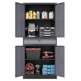 Fesbos 71" Metal Cabinet-Black&Gray Heavy Duty Storage File Cabinet Steel Tool Cabinets with Shelves