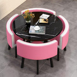 Round Dining Table Set for 4 with Chairs, Office Conference Reception Coffee Negotiation Table and Chairs Set