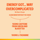 VeryVery Good Tea Crystals - Sweet Peach Energy Tea with Green Tea Caffeine + L-Theanine, Sugar Free Drink Mix, No Jitters, Hot or Cold Single Serve Sachets, 10 Pack