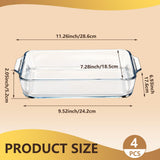 Yiyiring 4 Pcs 1.5 Quart Glass Baking Dish for Oven Oblong Glass Loaf Pan Rectangular Clear Casserole Dish for Cooking Lasagna Kitchen Baking Bakeware Set Oven Microwave Refrigerator Dishwasher Safe