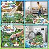 HBUFBUQ Non Slip City Road Traffic Carpet for Toy Cars, Kids Play Rug 3x5 Feet Education Town Map with Zoo and Shop Learning Area Rug for Boys Girls Playroom Bedroom