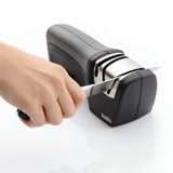 Smith’s 50029 Compact Electric Knife Sharpener , Stainless , Kitchen Knife 2 Stage Sharpener , Electric & Manual , Blade Guide , Quick Sharpening & Polishing , Straight Edge Blades , Handheld 120 V