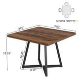 Tribesigns Square Dining Table Set of 4, 31.5" Industrial Dinner Table with Metal Base, Kitchen Table for Dining Room, Small Space, Apartment, Rustic Brown & Black (Chairs are not Included)