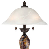 Kathy Ireland Mulholland Traditional Vintage Table Lamps 27" Tall Set of 2 Aged Bronze Faux Marble White Alabaster Glass Dome Shade for Living Room Bedroom House Bedside Nightstand Office