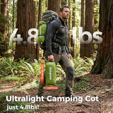 KingCamp Ultralight Camping Cot, Portable Folding Tent Camping Cot, 265 Lbs Heavy Duty Sleeping Cot with Pillow for Adults Outdoor Backpacking Travel Hiking, Green