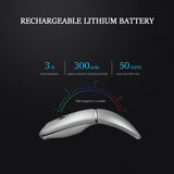 Bluetooth Wireless Arc Travel Mouse, Bluetooth 5.0/4.0 & 2.4G Tri-Mode, Rotating Foldable Ergonomic Mice, Type-C Rechargeable Multi-Device for Microsoft Laptop, PC, MacBook, Chromebook,Lenovo - Silver