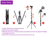 Purple River Hair Dryer Stand 20" to 63" Adjustable Blow Dryer Holder with Tripod and Universal Clip, Easy to Use, Hands Free Relieve Wrist Pain, Shoulder Periarthritis etc (Black)