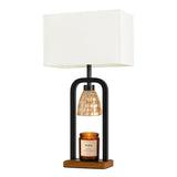 PoKat Electric Candle Warmer Lamp Black, Candle Lamp Warmer with Timer Dimmer & Wood-Like Base, Wax Light Warmer Lamp Jar Candles, Farmhouse Table Lamp for House Warming New Home Decor, Bulb Included