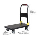 ruck Cart Foldable Push Hand Cart for Loading and Storage Platform Truck Trolley with 360 Degree Swivel Wheels Large
